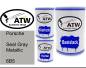 Preview: Porsche, Seal Gray Metallic, 6B5: 500ml Lackdose + 500ml Klarlack + 250ml Härter - Set, von ATW Autoteile West.